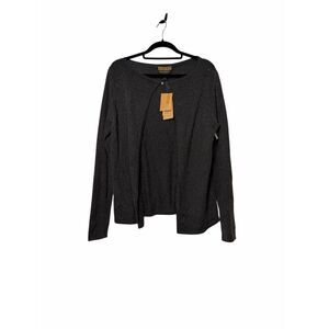 NWT Finity Naturals Silk and Cashmere Dark Grey Open Front Cardigan Jewel Small
